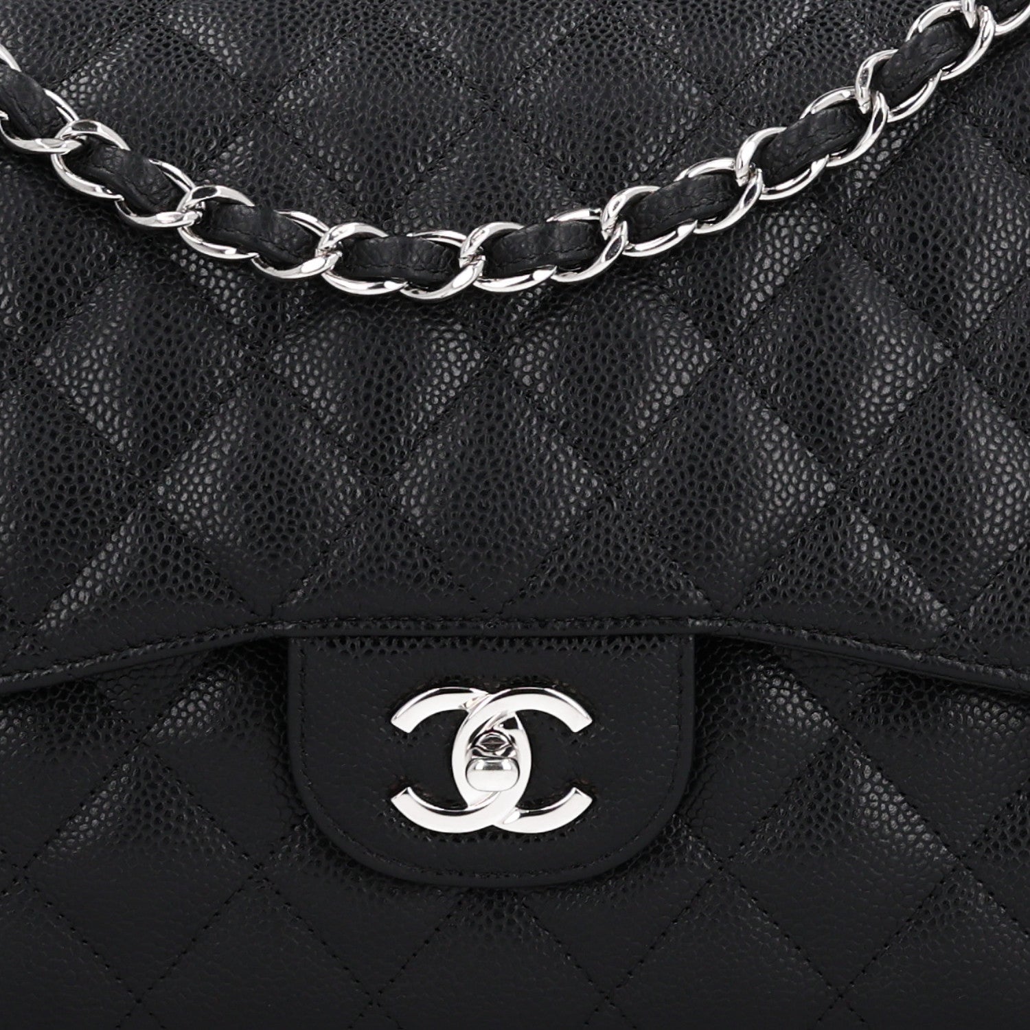 Caviar Quilted Jumbo Double Flap Black