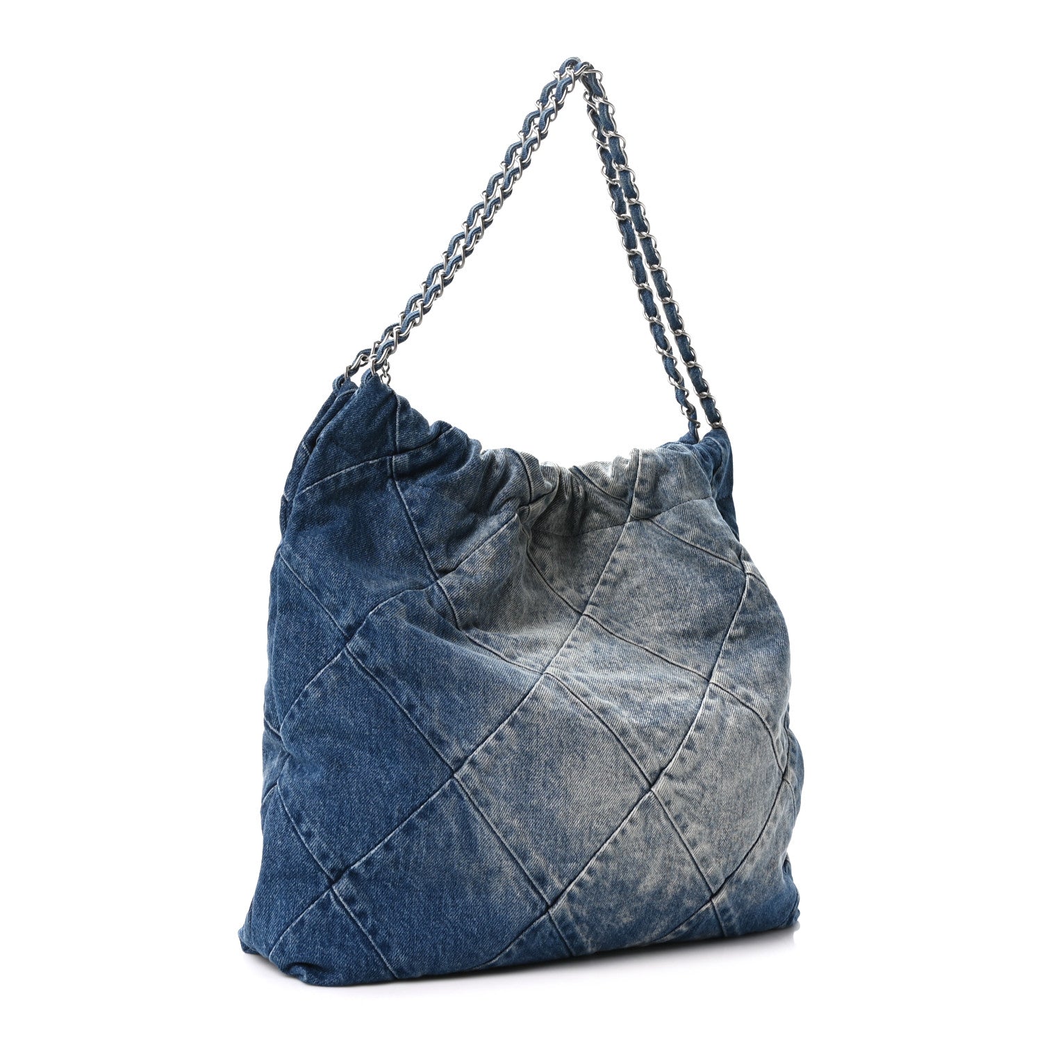 Denim Quilted Chanel 22 Blue