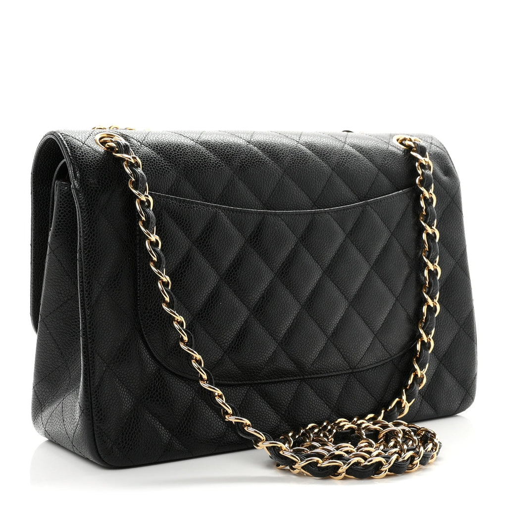 Caviar Quilted Jumbo Double Flap Black
