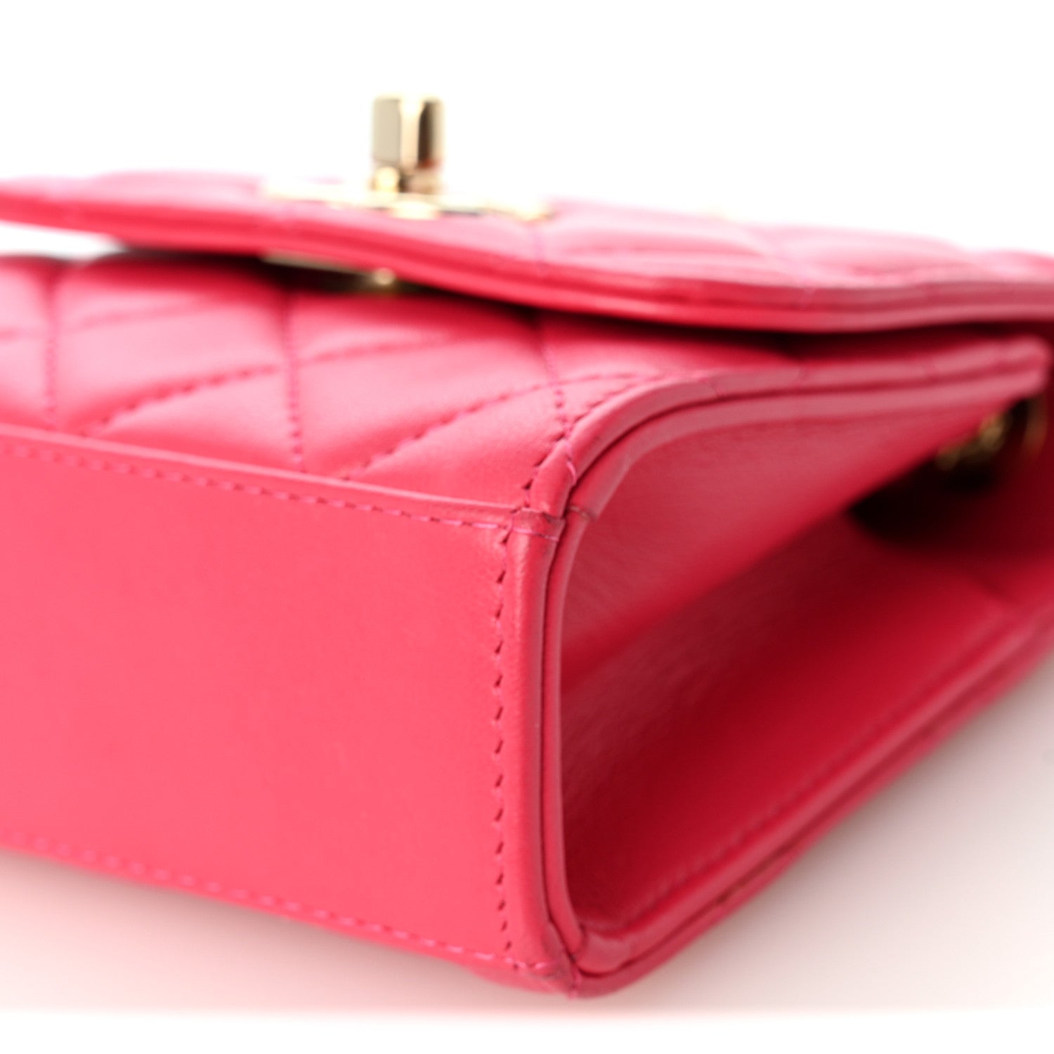 Lambskin Quilted Mini Trendy CC Clutch With Chain Pink