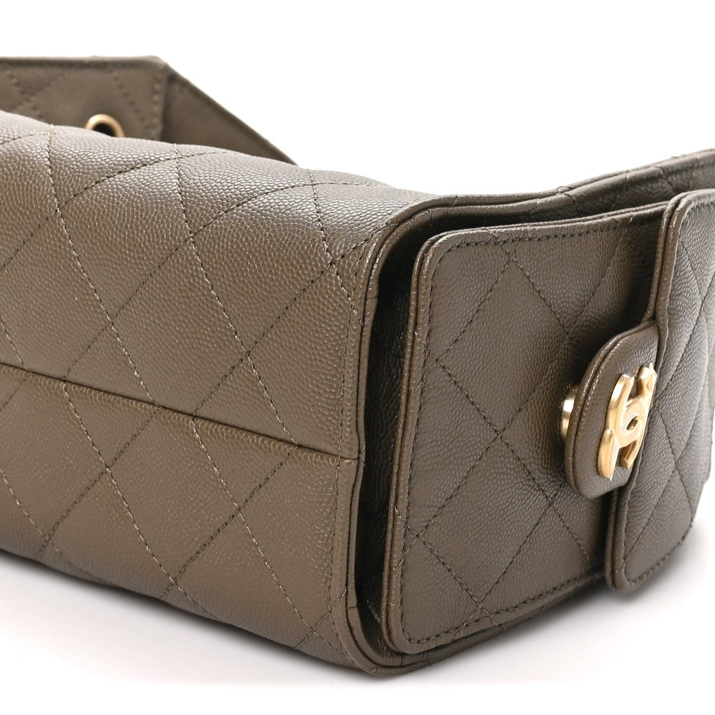 Caviar Quilted Mini Chanel 25 Handbag Dark Khaki