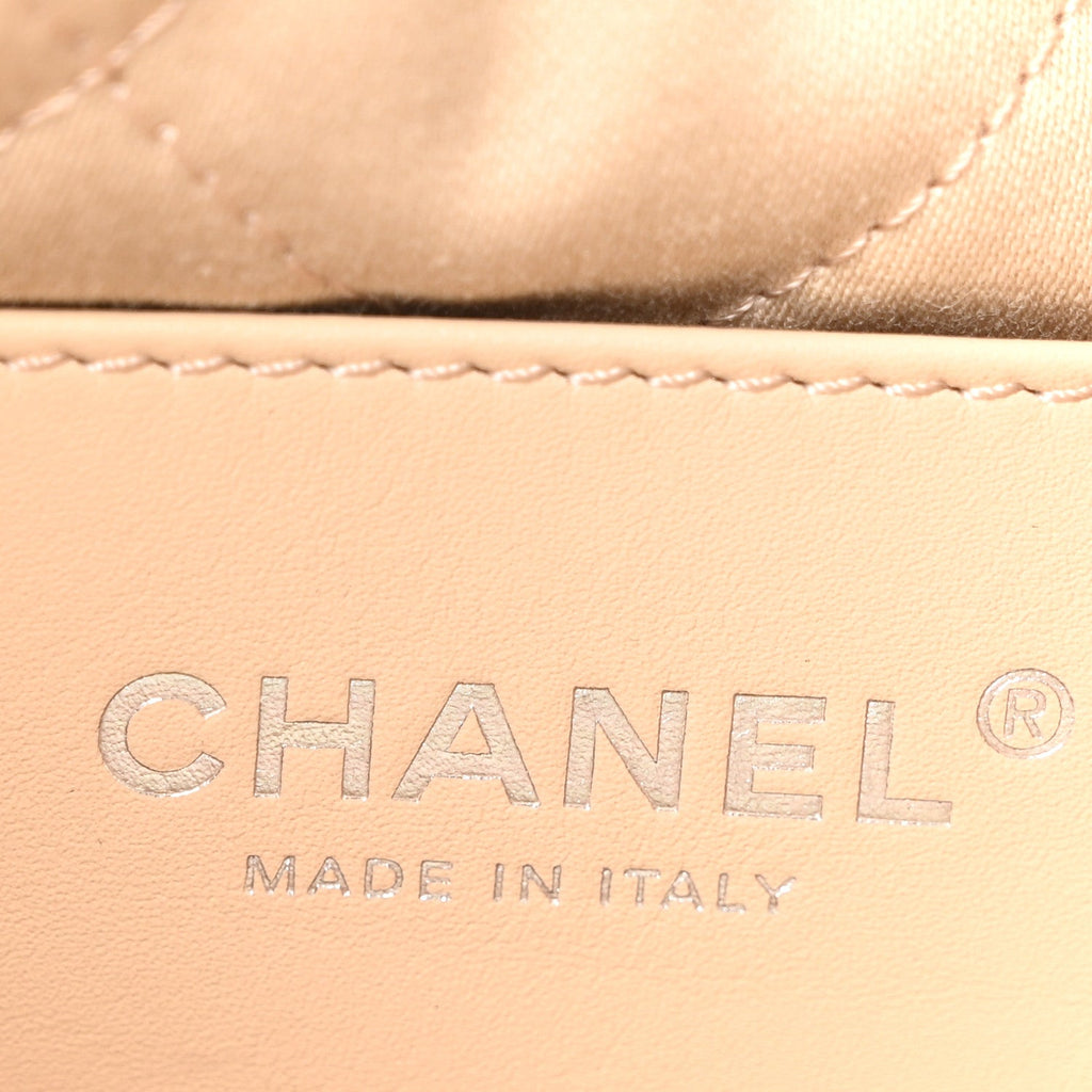 Shiny Calfskin Quilted Rainbow Mini Chanel 22 White