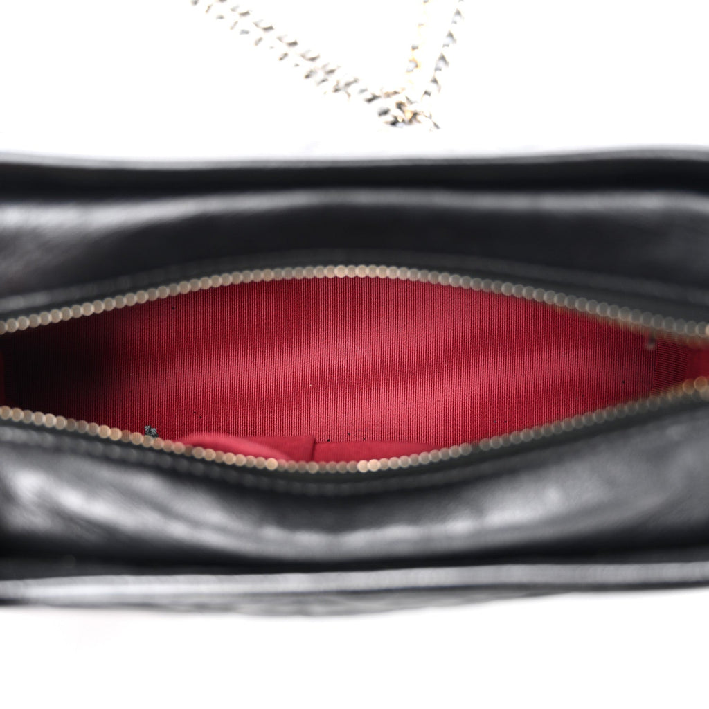 Aged Calfskin Quilted Small Gabrielle Hobo Black