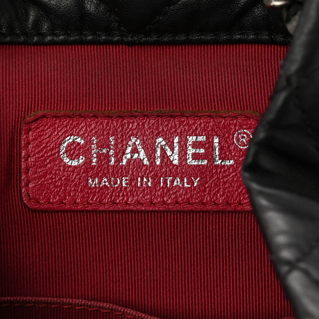 Aged Calfskin Quilted Small Gabrielle Backpack Black
