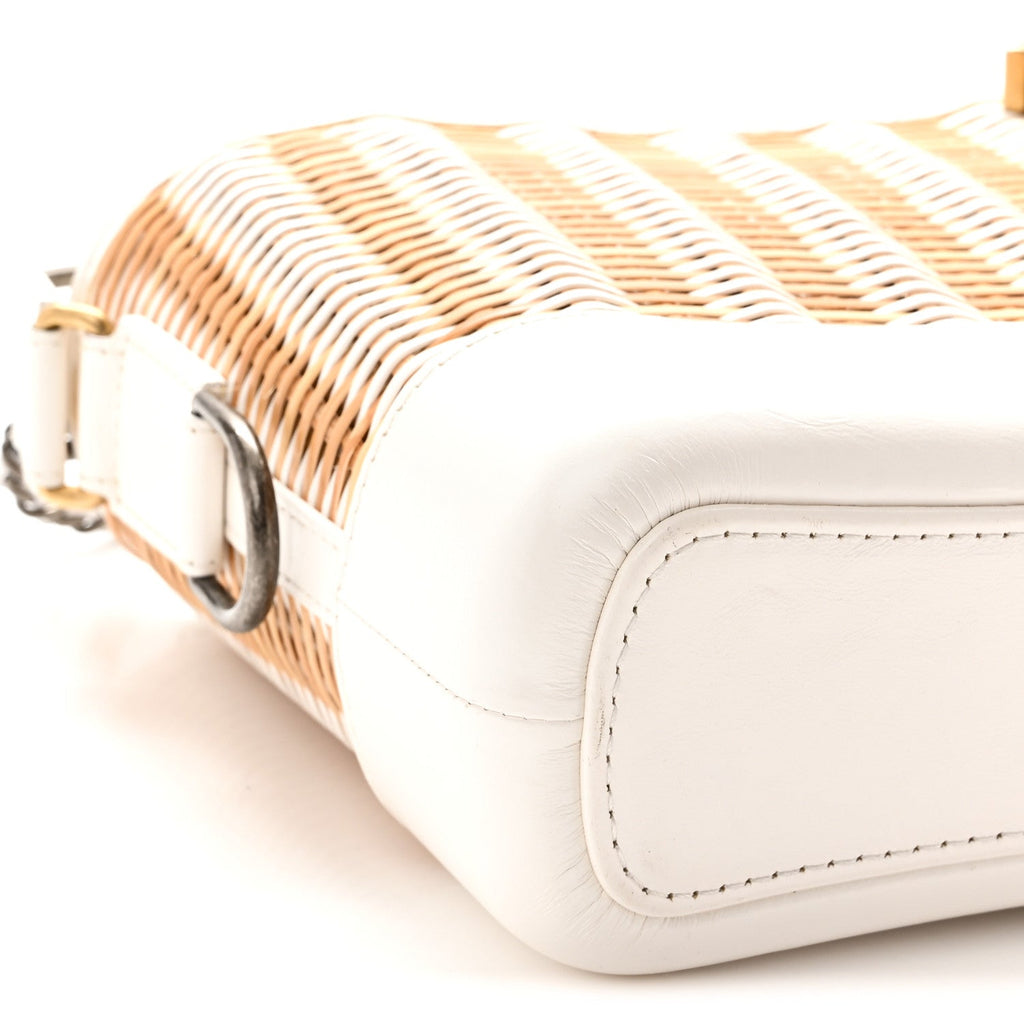 Rattan Calfskin Small Gabrielle Hobo Beige Ivory
