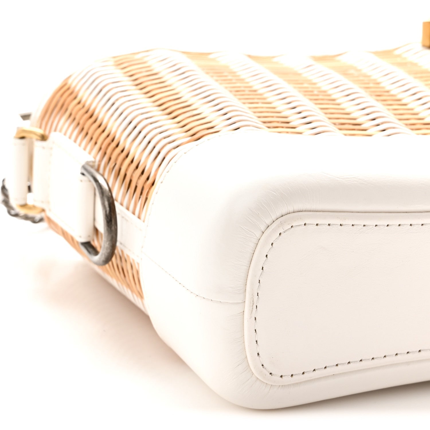 Rattan Calfskin Small Gabrielle Hobo Beige Ivory
