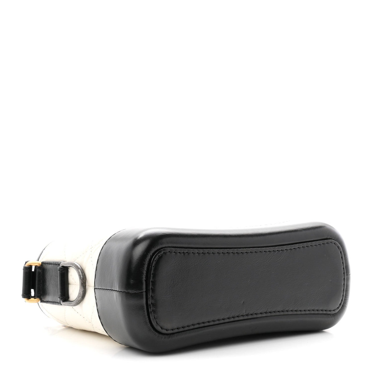 Aged Calfskin Quilted Small Gabrielle Hobo Black White