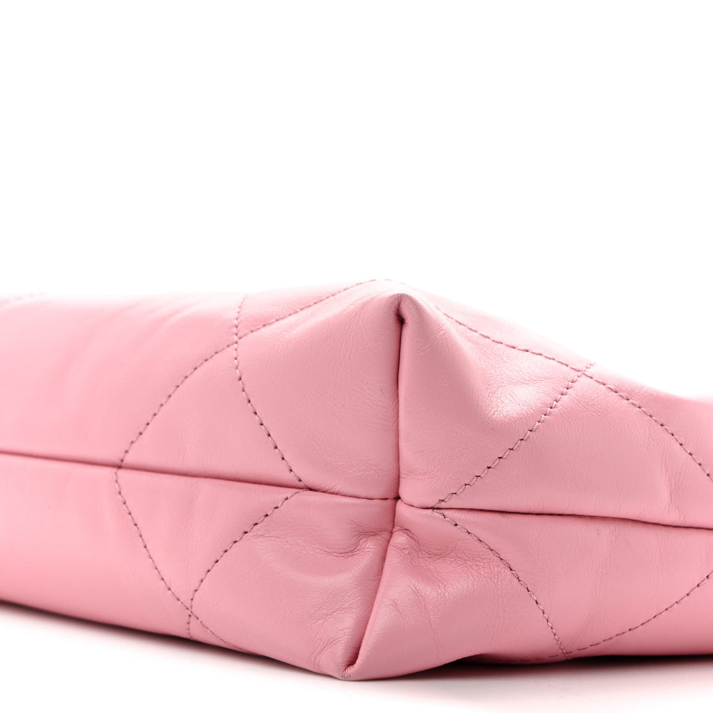 Shiny Calfskin Quilted Small Chanel 22 Dark Pink