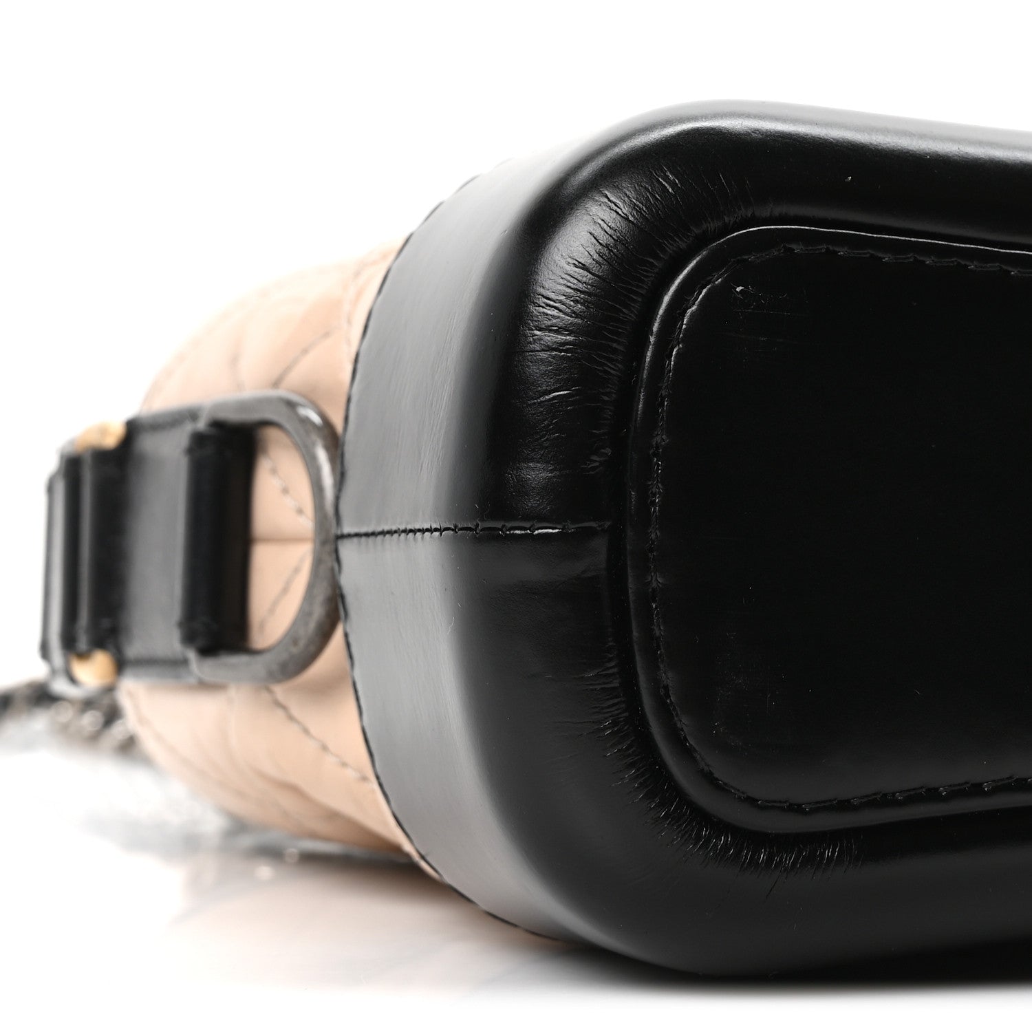 Aged Calfskin Quilted Small Gabrielle Hobo Beige Black