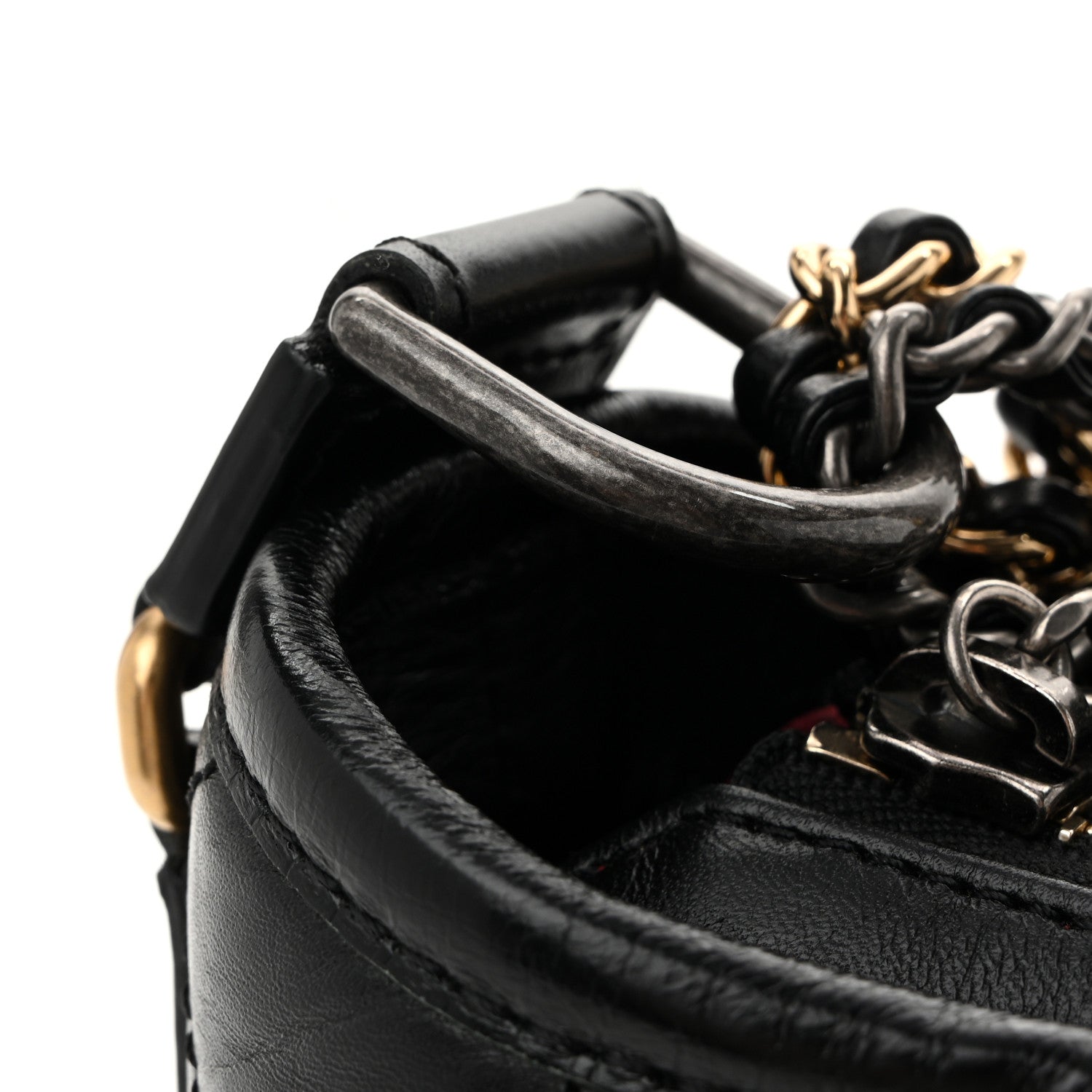 Aged Calfskin Quilted Small Gabrielle Hobo Black