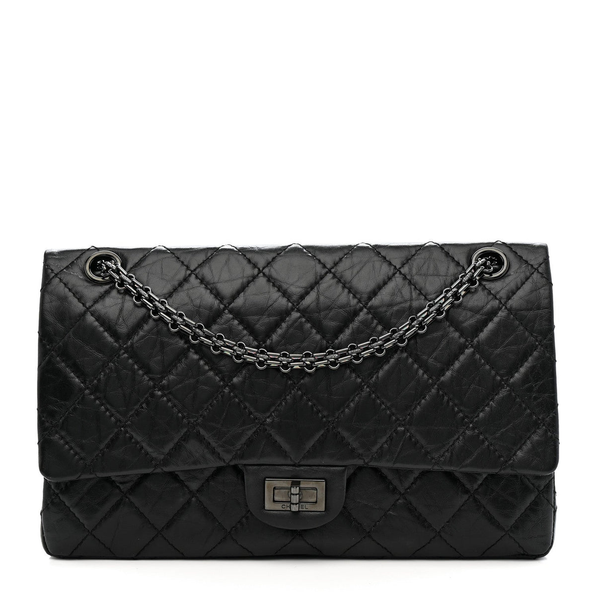 Aged Calfskin Quilted 2.55 Reissue 226 Flap So Black