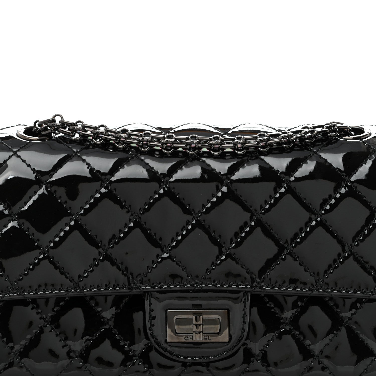 Patent Calfskin Quilted 2.55 Reissue 225 Flap So Black