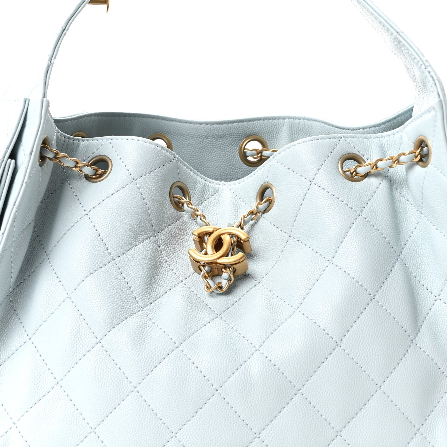 Caviar Quilted Small Chanel 25 Handbag Light Blue