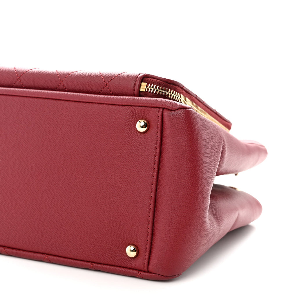 Caviar Quilted Small Business Affinity Shopping Bag Dark Red