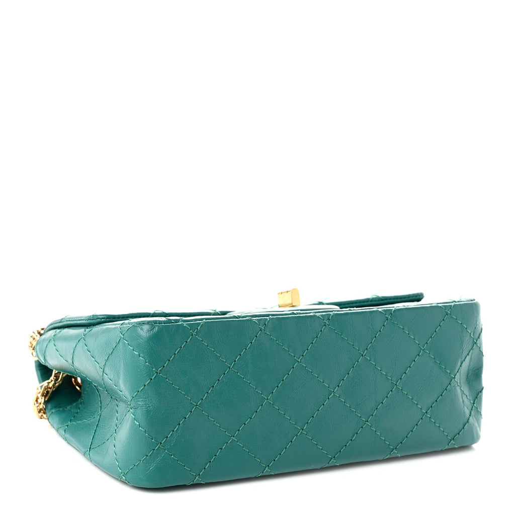 Aged Calfskin Quilted 2.55 Reissue Mini Flap Green