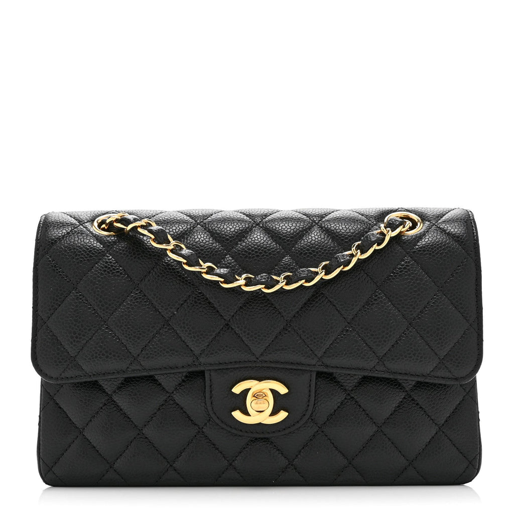 Caviar Quilted Small Double Flap Black