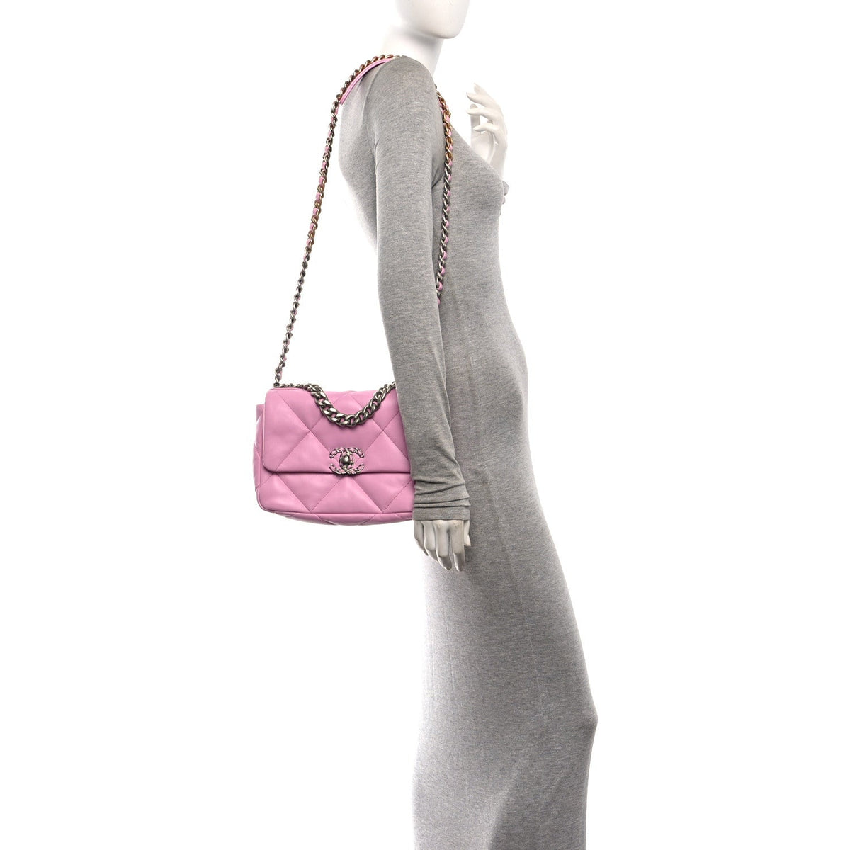 Lambskin Quilted Medium Chanel 19 Flap Lilac