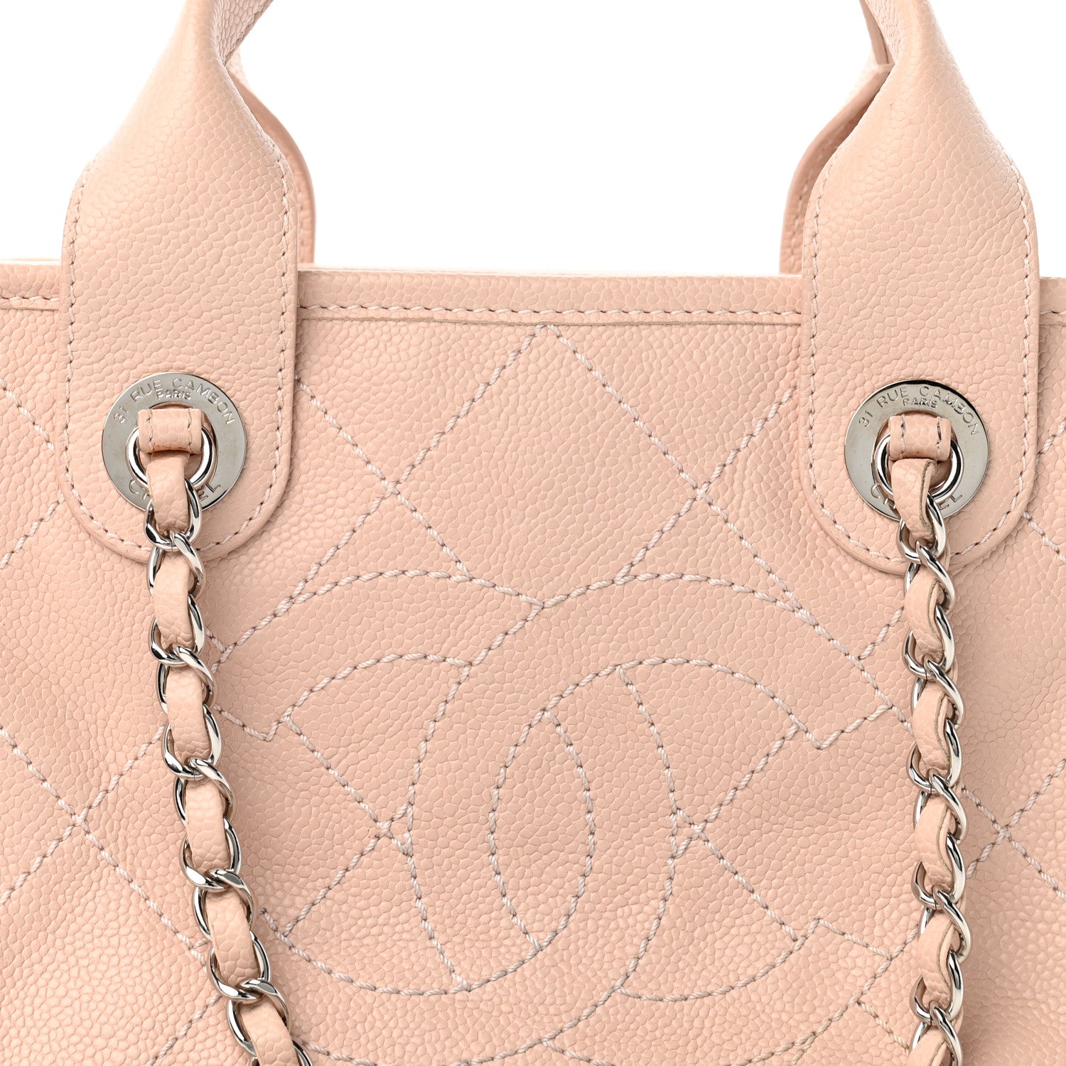 Caviar Quilted Small Deauville Bowling Bag Light Pink