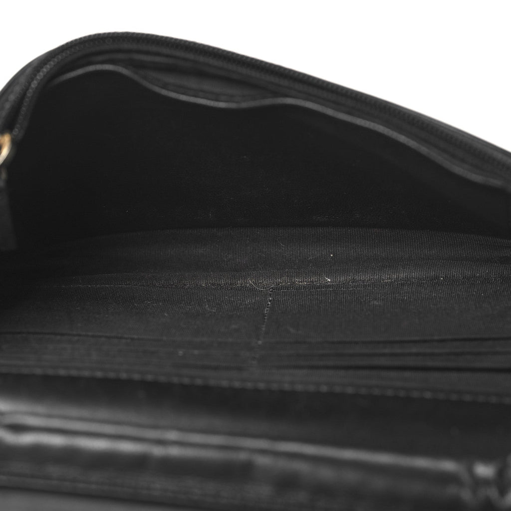 LAmbskin Chevron Boy Wallet On Chain WOC Black