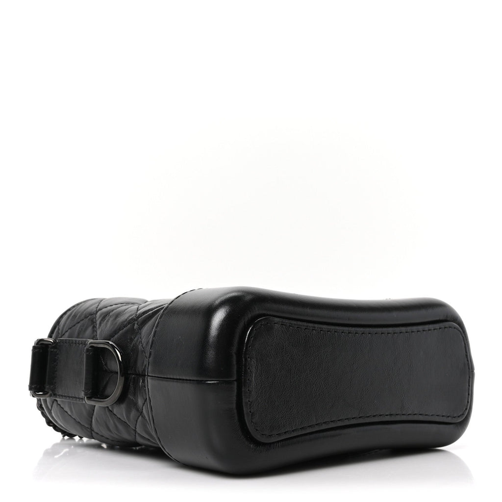 Aged Calfskin Quilted Small Gabrielle Hobo So Black