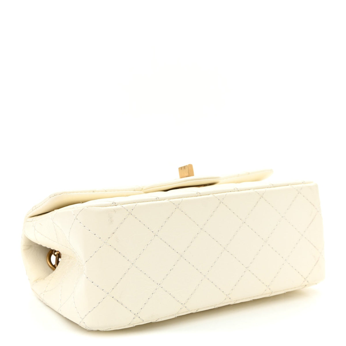 Aged Calfskin Quilted 2.55 Reissue Mini Flap White White