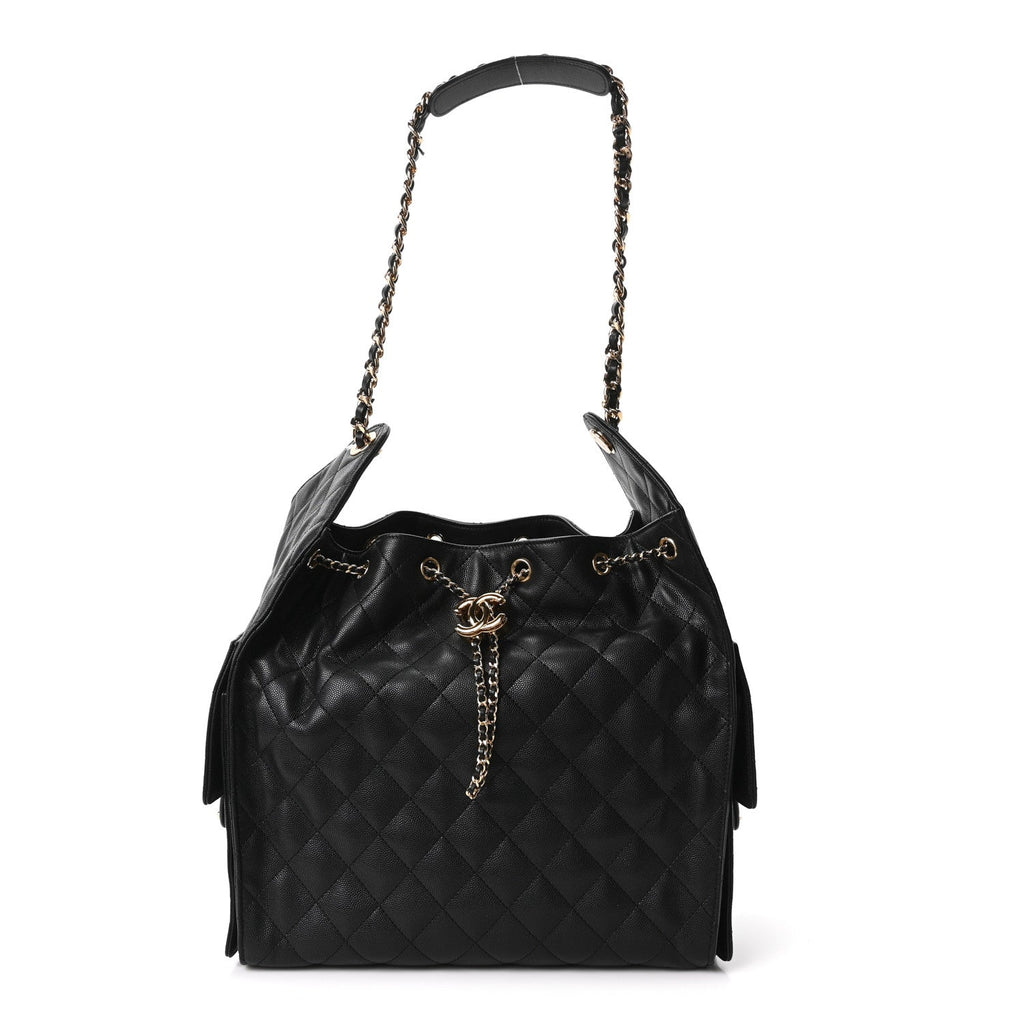 Caviar Quilted Medium Chanel 25 Handbag Black