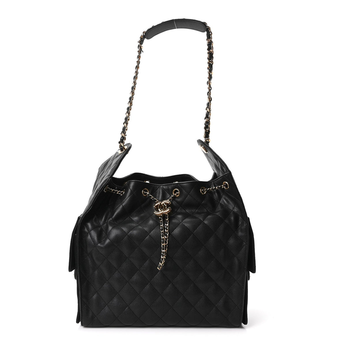 Caviar Quilted Medium Chanel 25 Handbag Black