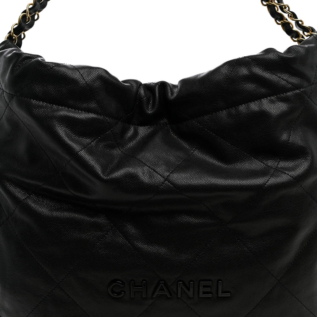 Shiny Caviar Quilted Monochrome Chanel 22 Black
