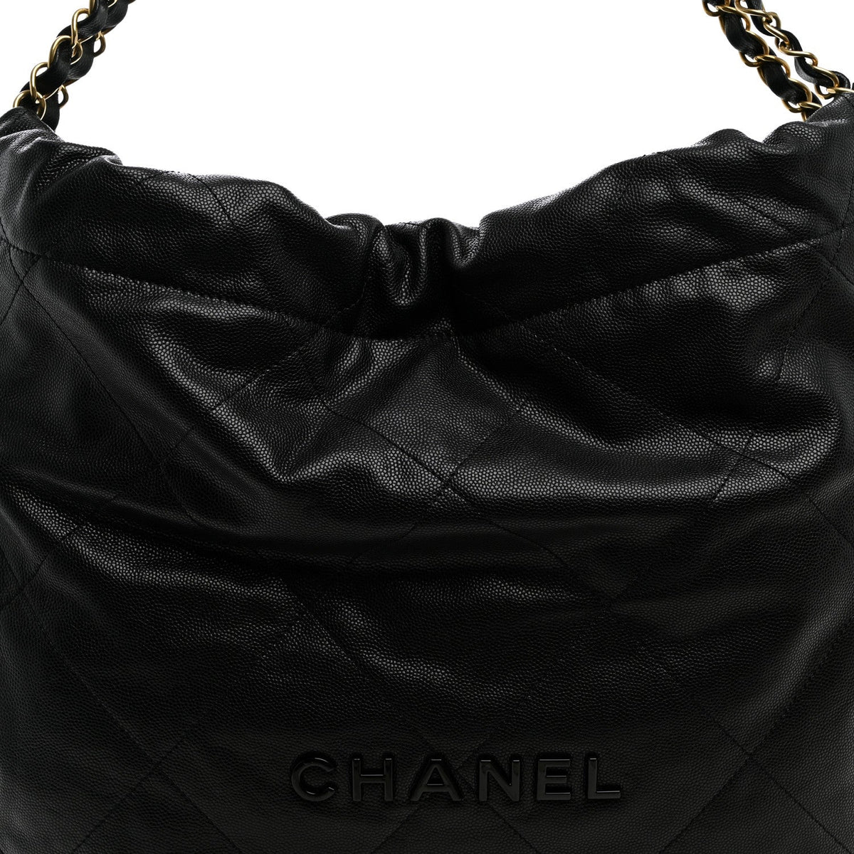 Shiny Caviar Quilted Monochrome Chanel 22 Black