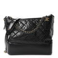 Aged Calfskin Quilted Large Gabrielle Hobo Black