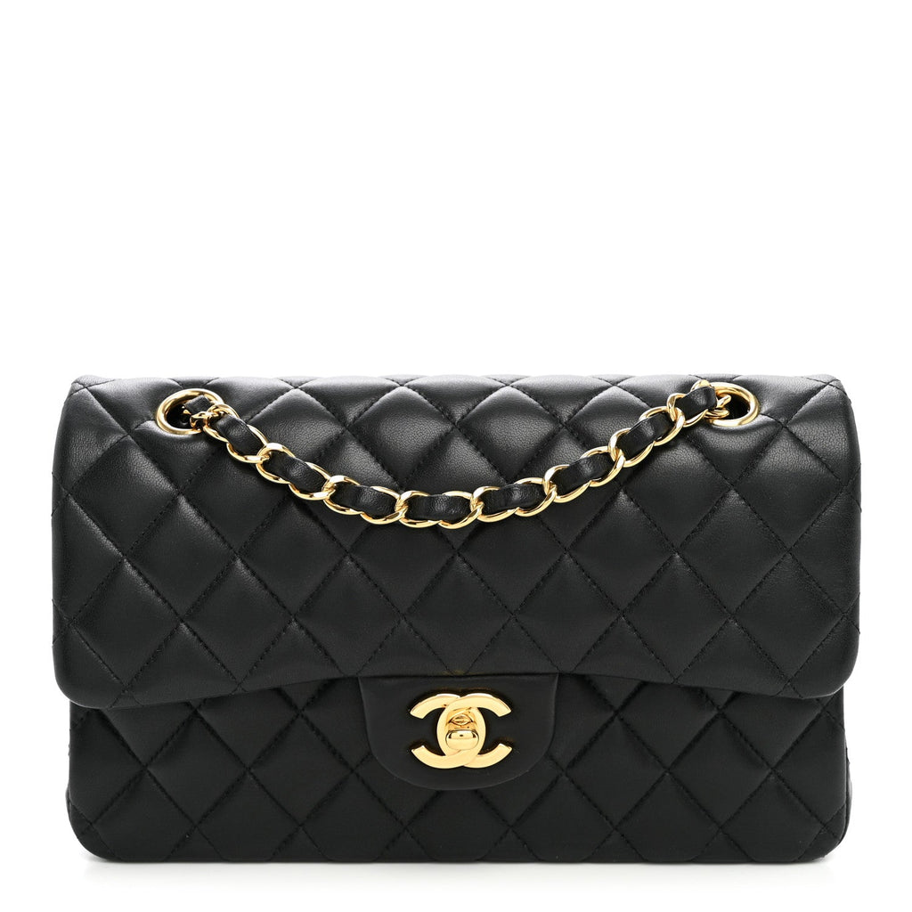 Lambskin Quilted Small Double Flap Black