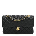 Lambskin Quilted Small Double Flap Black