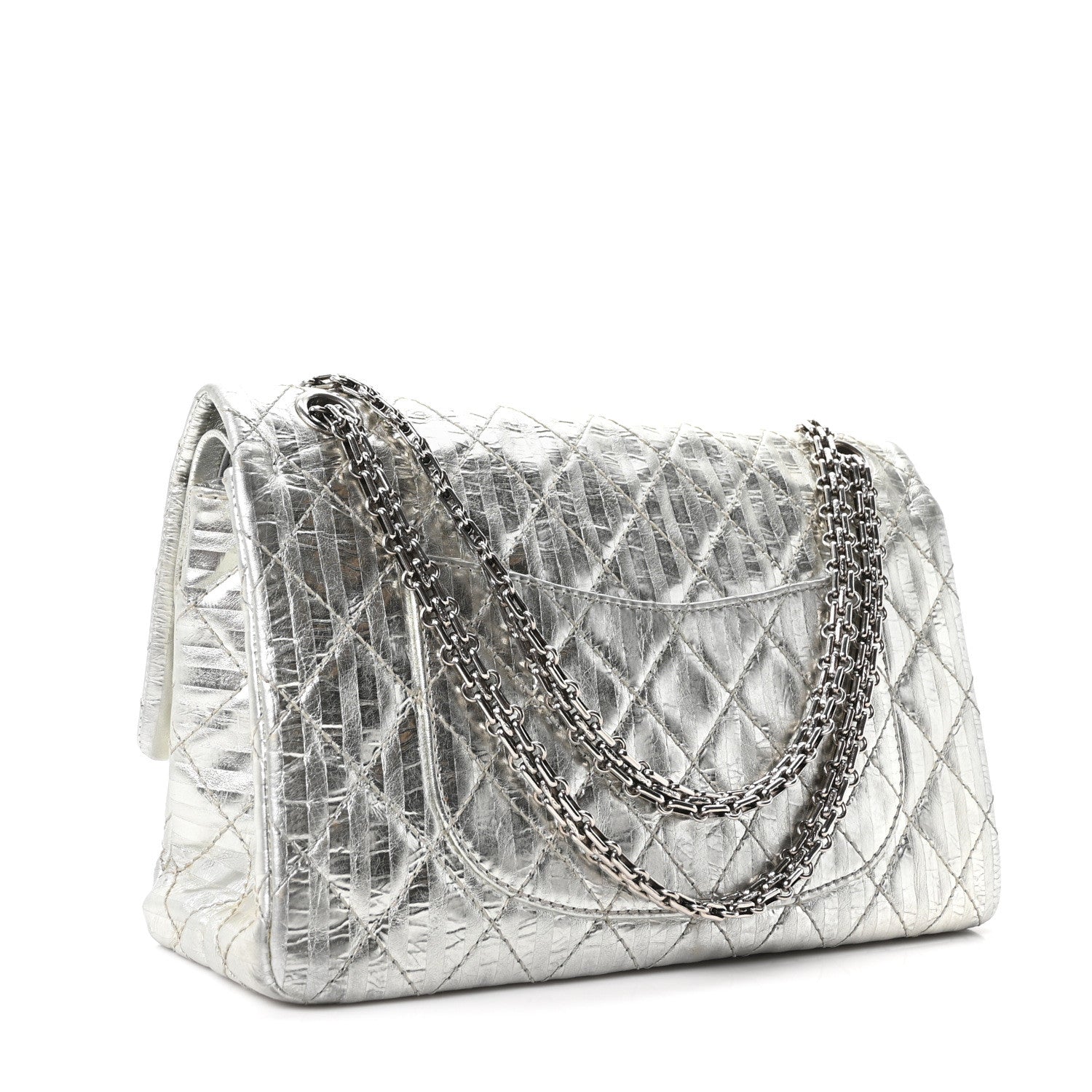 Metallic Striped Calfskin 2.55 Reissue 226 Flap Silver Silver