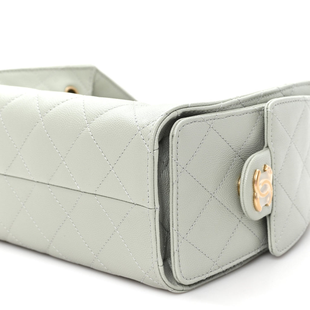 Caviar Quilted Mini Chanel 25 Handbag Light Green