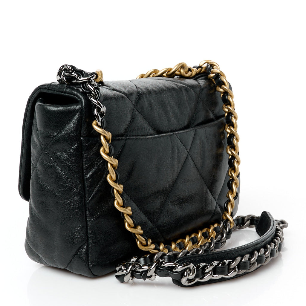Goatskin Quilted Medium Chanel 19 Flap Black