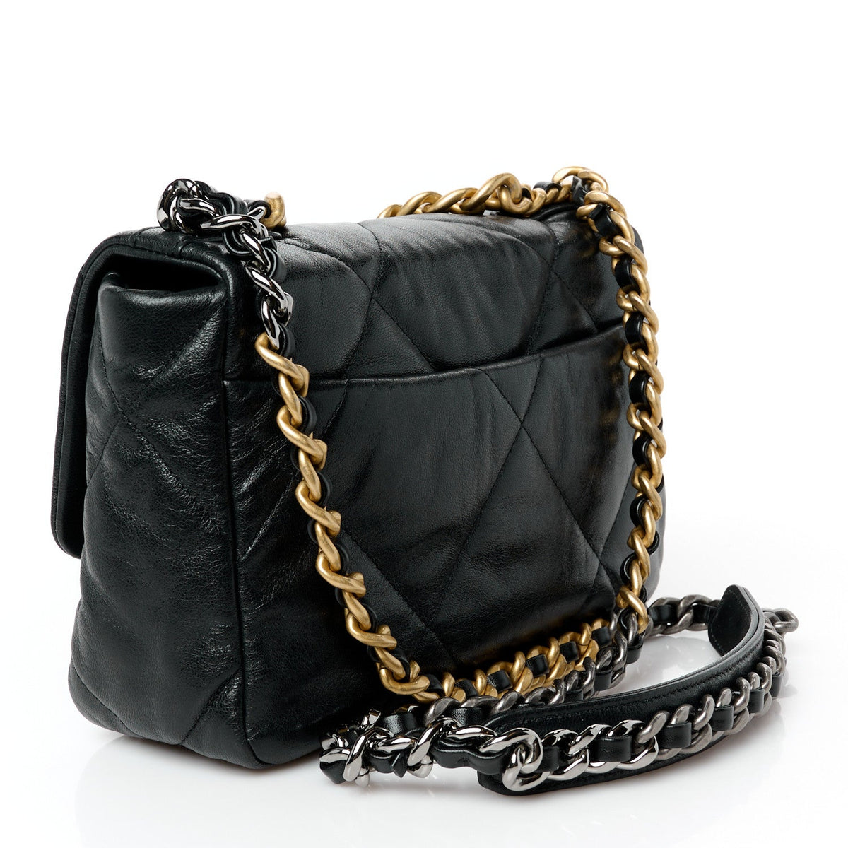 Goatskin Quilted Medium Chanel 19 Flap Black