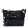 Aged Calfskin Quilted Medium Gabrielle Hobo Black Navy