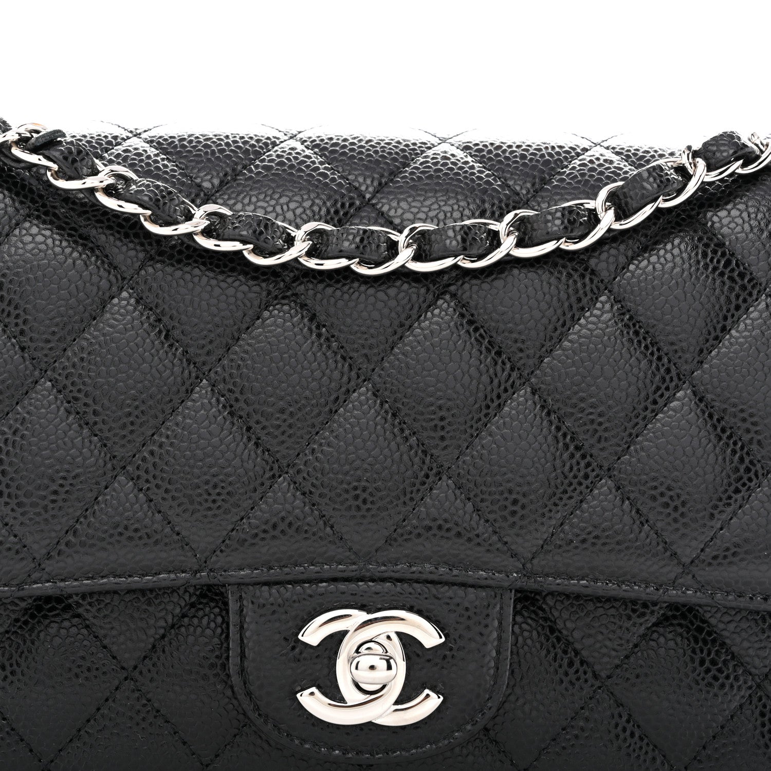 Caviar Quilted Medium Double Flap Black
