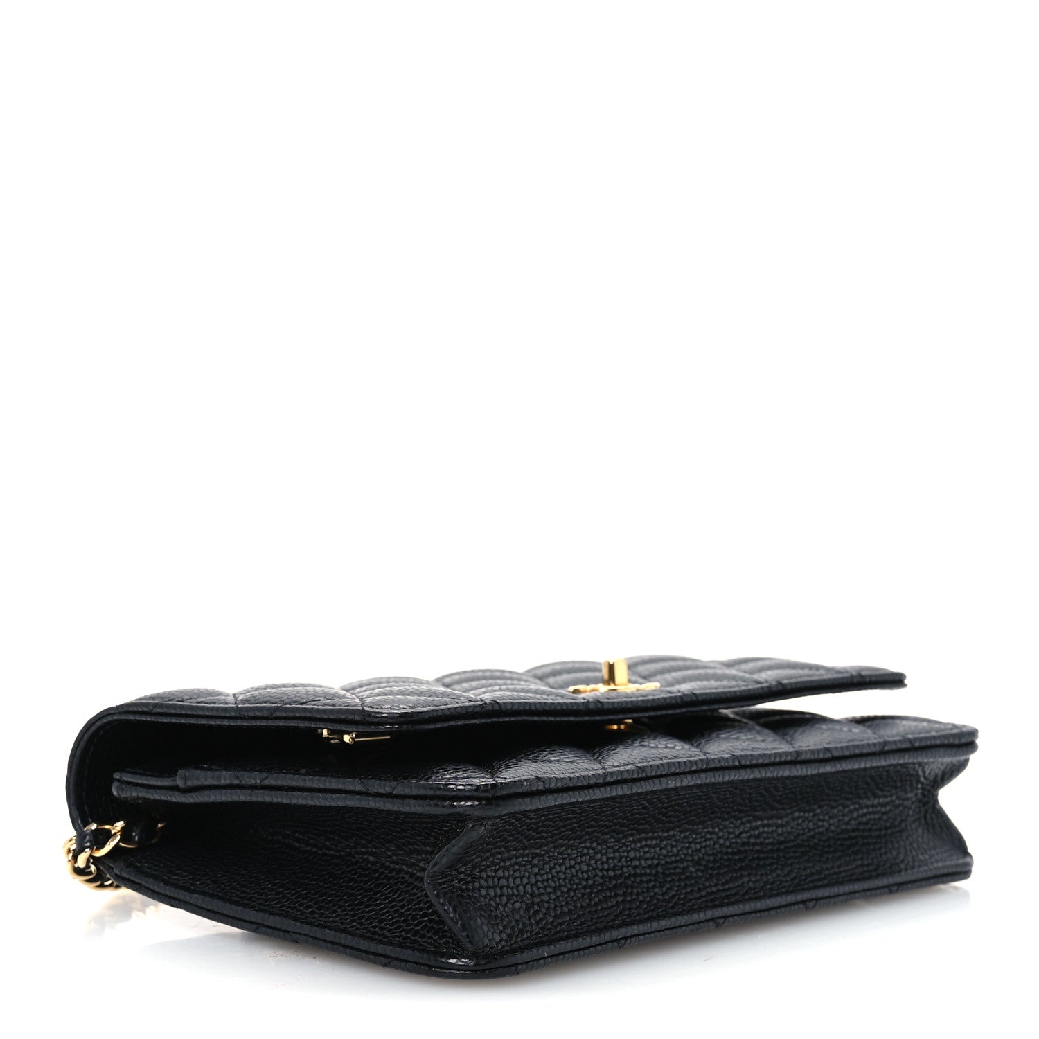 Caviar Quilted CC Turnlock Wallet On Chain WOC Black