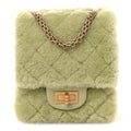 Shearling Aged Calfskin Quilted 2.55 Reissue Mini North South Flap Green