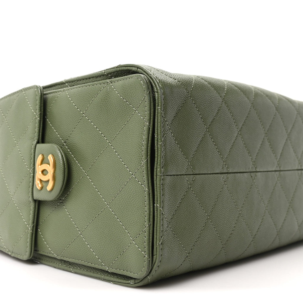 Caviar Quilted Small Chanel 25 Handbag Khaki