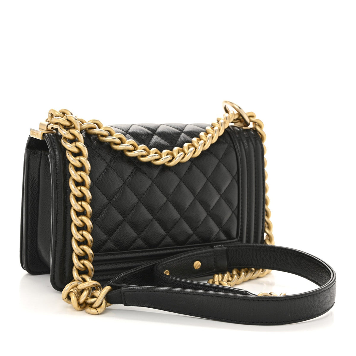 Caviar Quilted Small Boy Flap Black