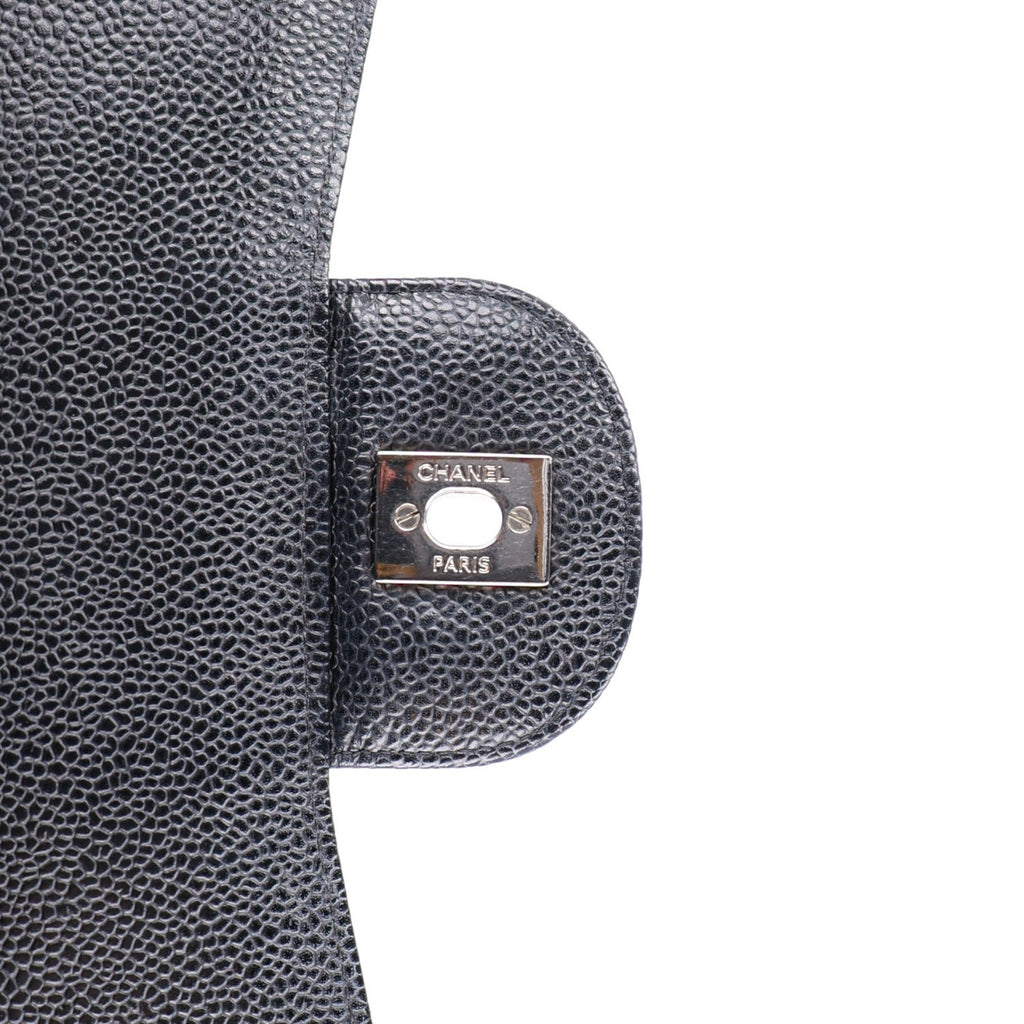 Caviar Quilted Jumbo Double Flap Black