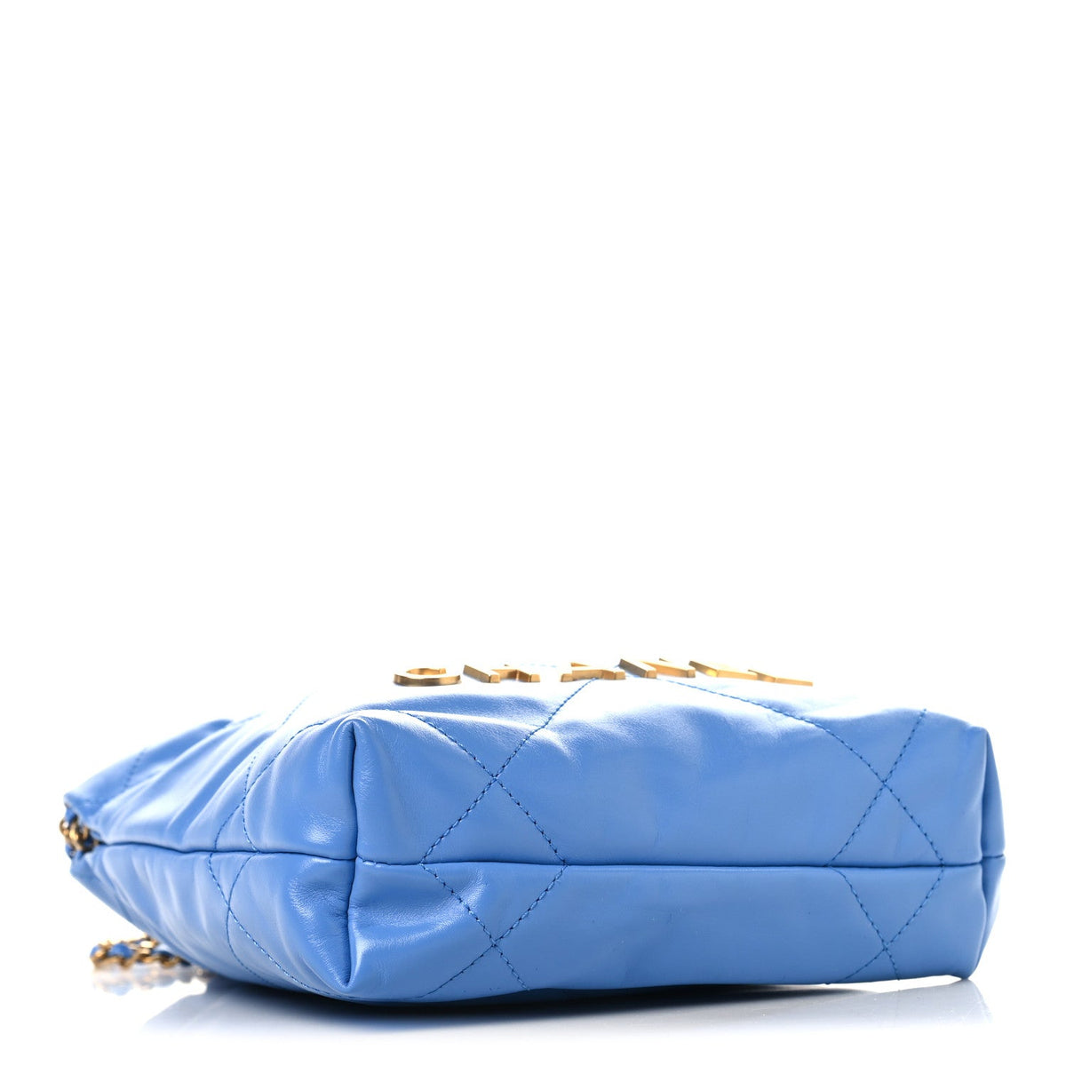 Shiny Calfskin Quilted Mini Chanel 22 Blue