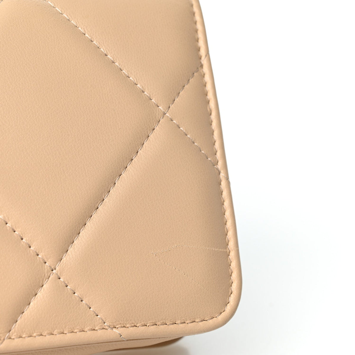 Lambskin Quilted Chanel 19 Wallet On Chain WOC Beige