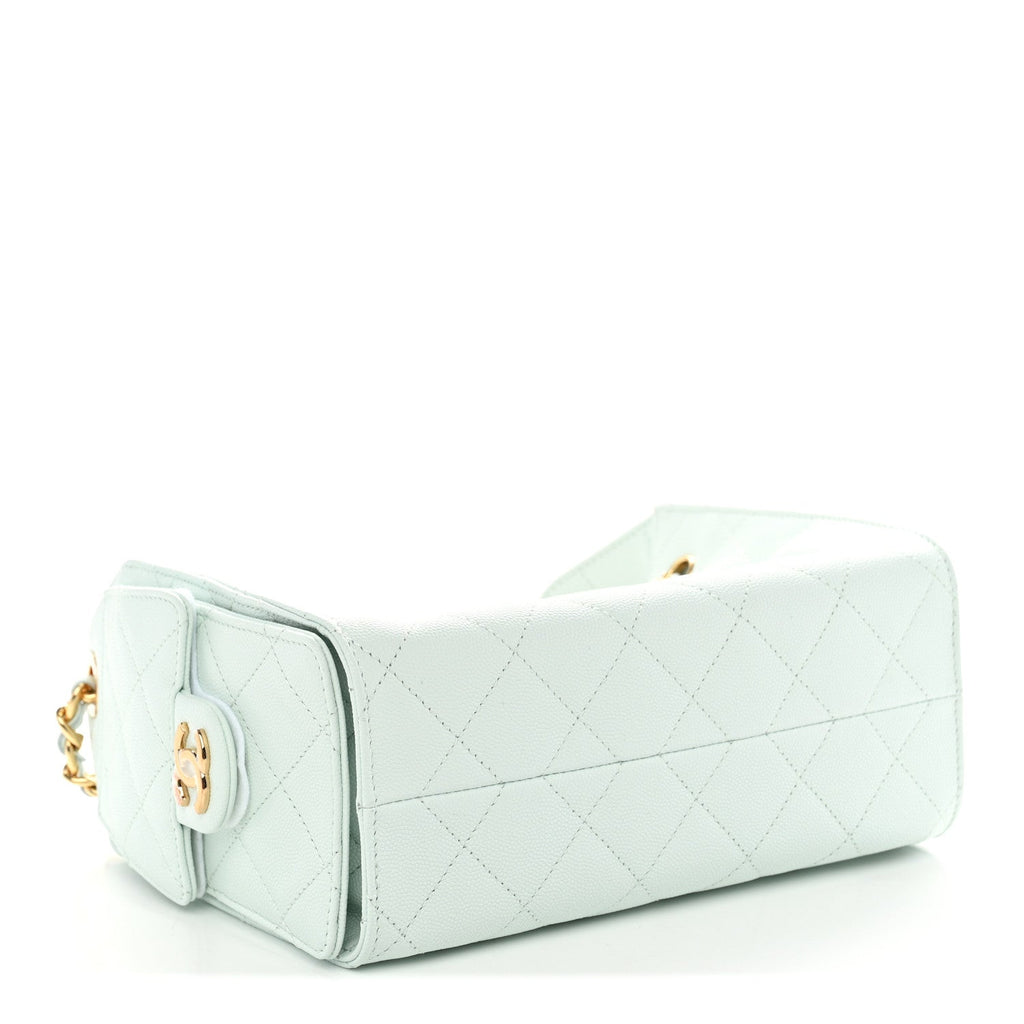 Caviar Quilted Mini Chanel 25 Handbag Light Green