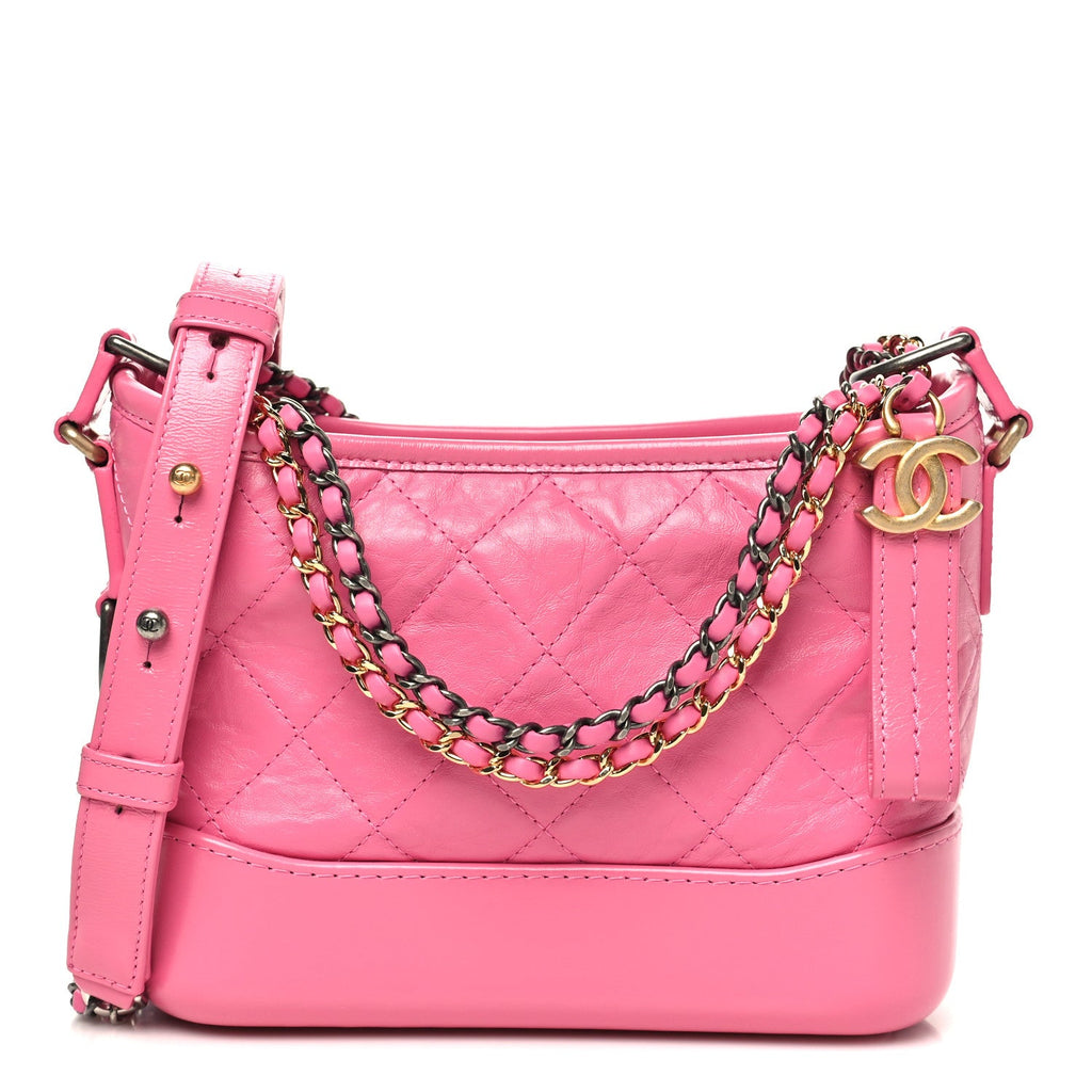Aged Calfskin Quilted Small Gabrielle Hobo Pink