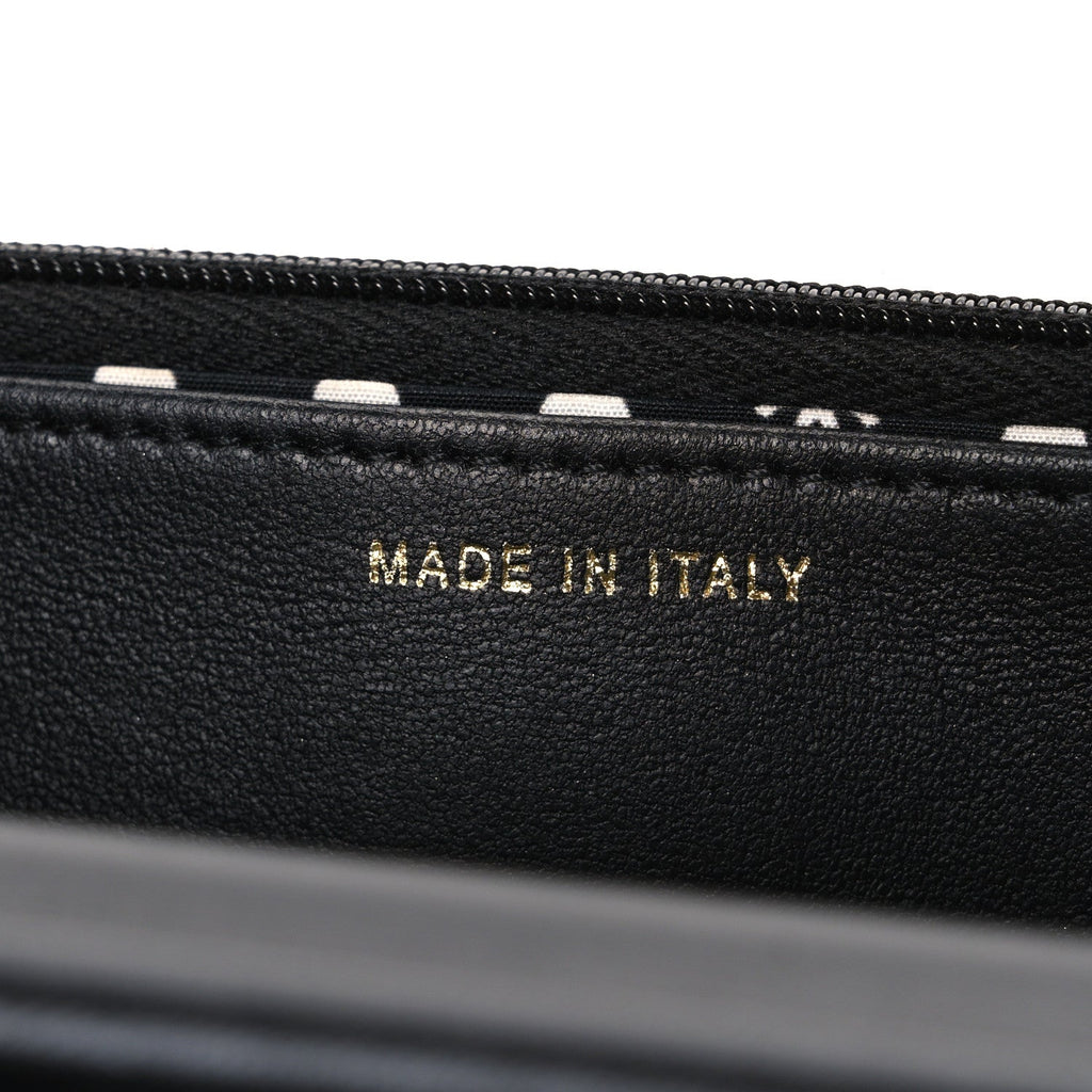 Lambskin Quilted Pearl CC Wallet on Chain WOC Black