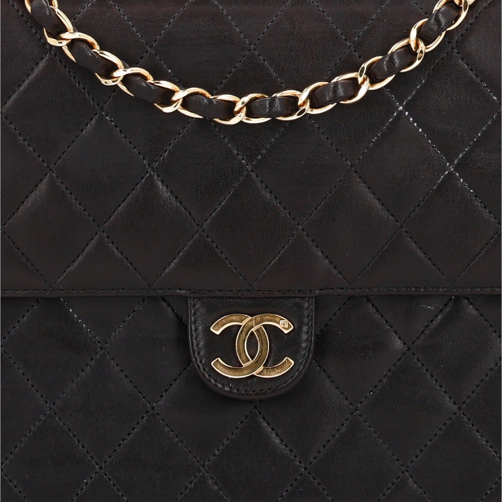 Lambskin Medium Double Flap Dark Brown