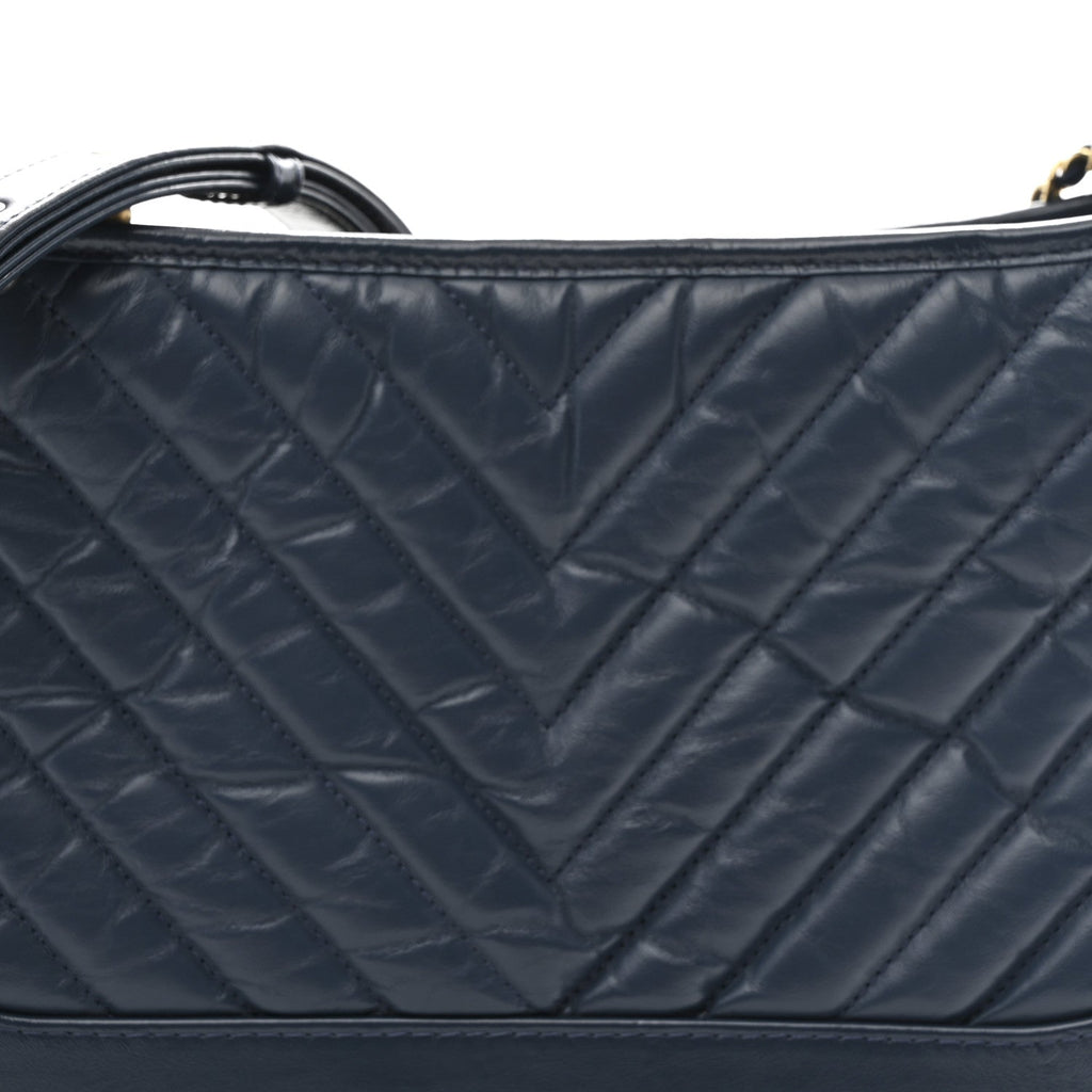 Aged Calfskin Chevron Quilted Medium Gabrielle Hobo Blue